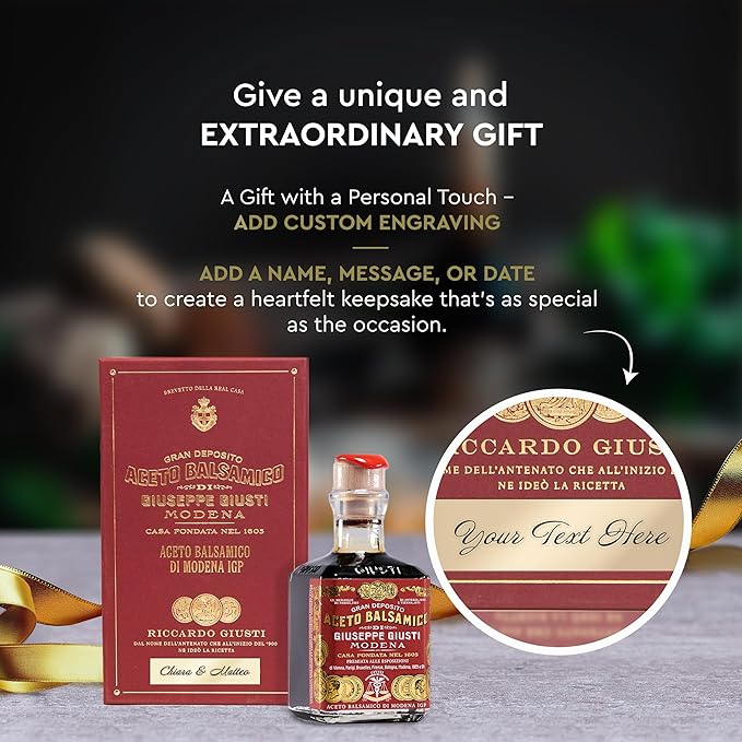 Giusti Italian Balsamic Vinegar of Modena IGP – 3 Gold Medals Rich &amp Thick Gran Deposito Aceto Balsamico di Modena for Salads &amp More Made in Italy Customized Gift Box – 8.45 fl oz (250 ml)