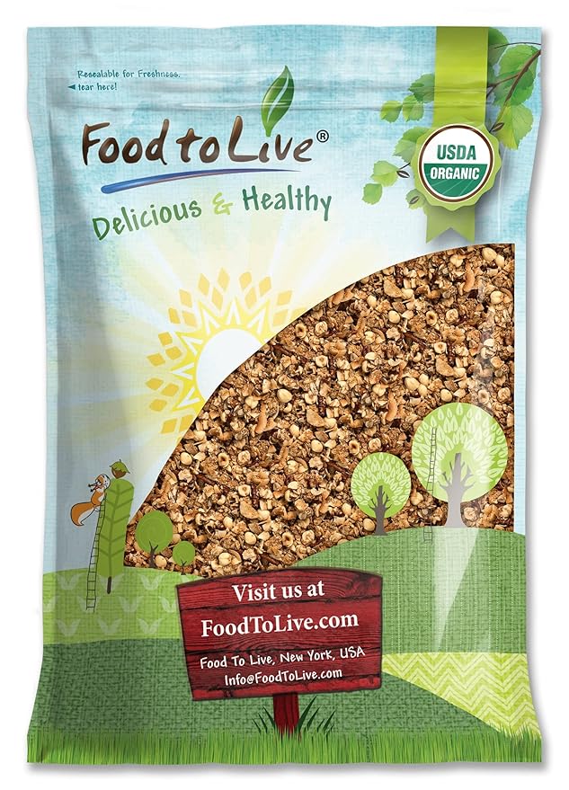 Food to Live Organic Golden Crunchy Granola 6 Pounds - Small Batch Handcrafted Bulk Great as Snack &amp for Breakfast Cereals Contains Hazelnuts Pecan Nuts Almonds Coconut Flax &amp Sunflow