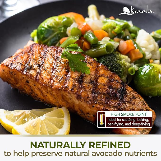 Kevala Avocado Oil – Cold Pressed | Non‑GMO Project Verified &amp Kosher | Multipurpose for High Smoke Point Cooking Roasting Sautéing &amp Skin Moisturizing – Ideal Kitchen Staple – 128 Fl Oz (Pa