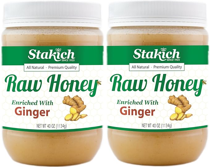 Stakich GINGER Enriched RAW HONEY - Pure Unprocessed Unheated - 5 lb (80 oz)