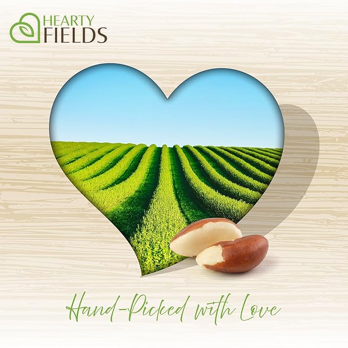 Hearty Fields - Raw Brazil Nuts Unsalted No Shell Whole (32 Oz - 2 LB) Wholesome In Nature - Hearty In Nurture Healthy Protein Food Snack Food Assortments