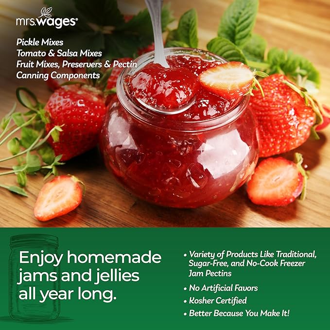 Mrs. Wages No Cook Freezer Jam | Fruit Pectin | Easy-To-Use | Fast Results | Homemade Jelly Jams or Freezer Jams | 1.75 oz Packet (Value Pack of 12)
