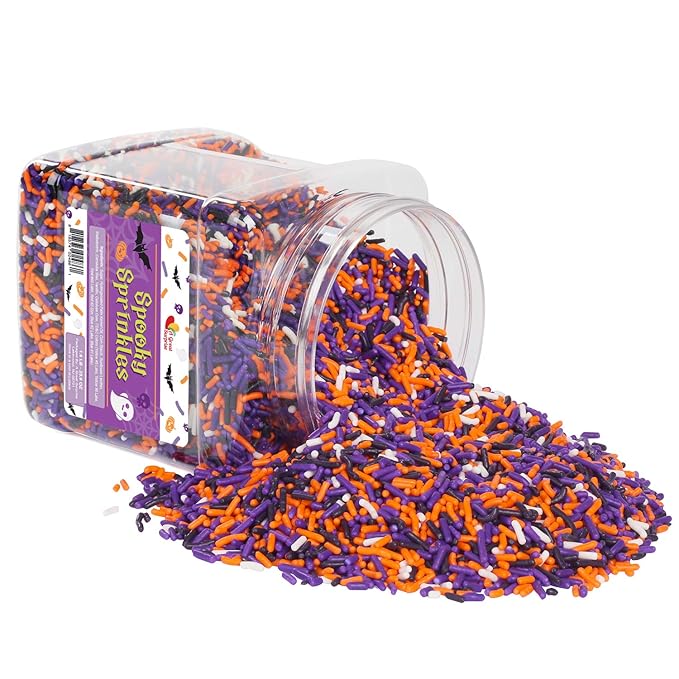 Halloween Sprinkles - Bulk Sprinkles - 1.6 LB - Orange Black Purple and White Jimmies