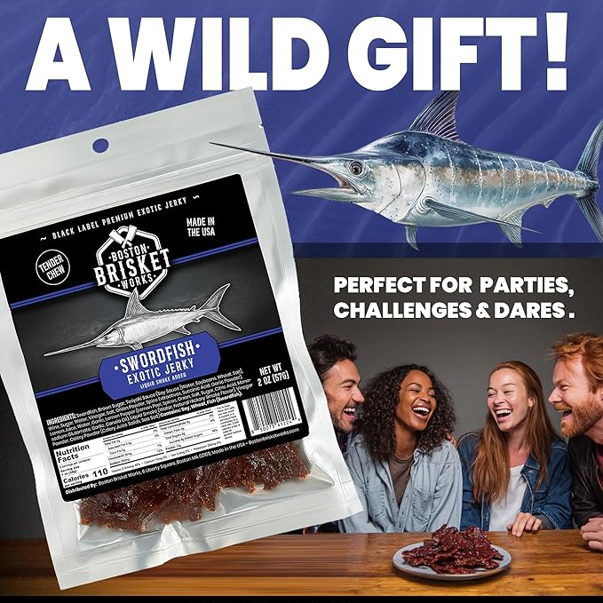 SWORDFISH JERKY - Premium Ocean Fish - Gourmet Seafood Snack - Unique Deep Sea Fisherman Gift - Cool Guy Present