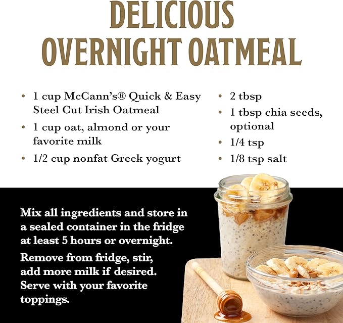 McCann's Irish Oatmeal Quick &amp Easy Steel Cut Oats 24 Ounce (Pack of 12)