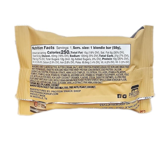Gourmet Protein Brownie &amp Blondie Bars | High Protein Gluten-Free Honey-Sweetened No Seed Oils or Preservatives – Protein Snack Shop (20 Classic Blondie)
