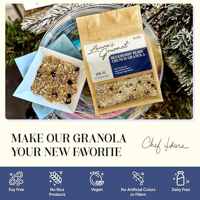 Laura's Gourmet Granola - Classic Variety Pack - Vanilla Almond Crunch Coconut Crunch BlueberryBliss Crunch