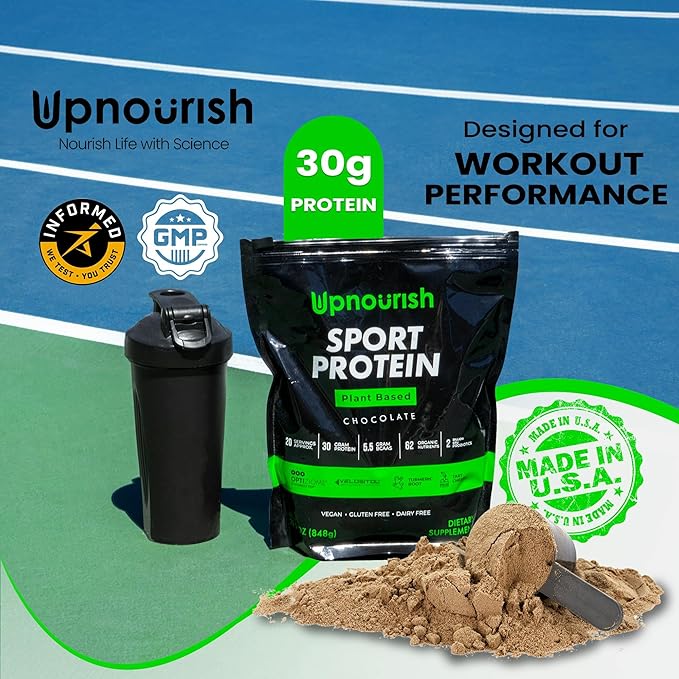 Vegan Sport Protein Powder Chocolate 20 servings – 30g Plant Based Protein VELOSITOL BCAAs Organic Greens &amp Fruits Probiotics Tart Cherry for Post Workout Recovery Inform Sports Certified Ke