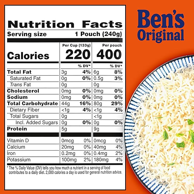 BEN'S ORIGINAL Ready Rice Basmati Rice Easy Side Dish 8.5 oz Pouch (Pack of 12)