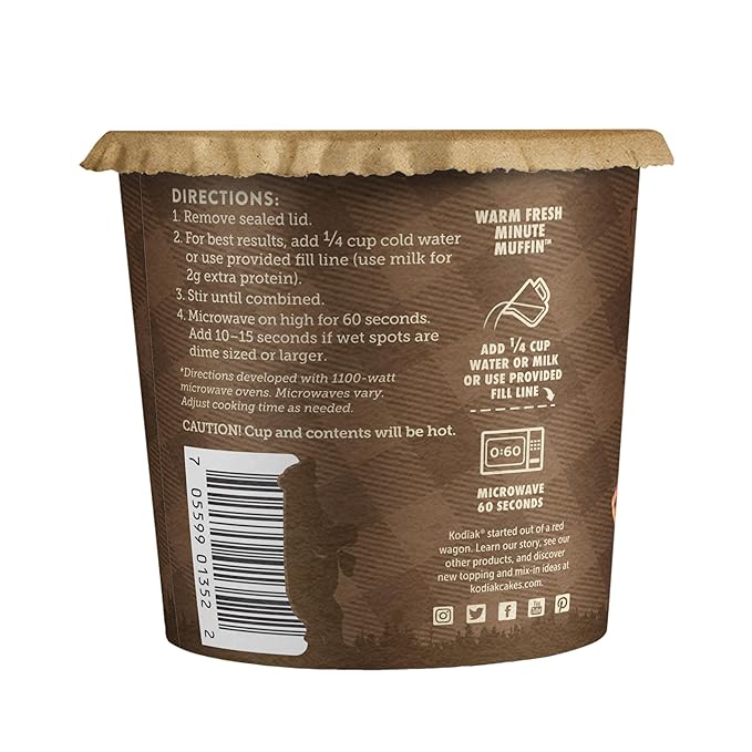 Kodiak Cakes Minute Muffins Chocolate Chip 2.36 Ounce (Pack of 12)