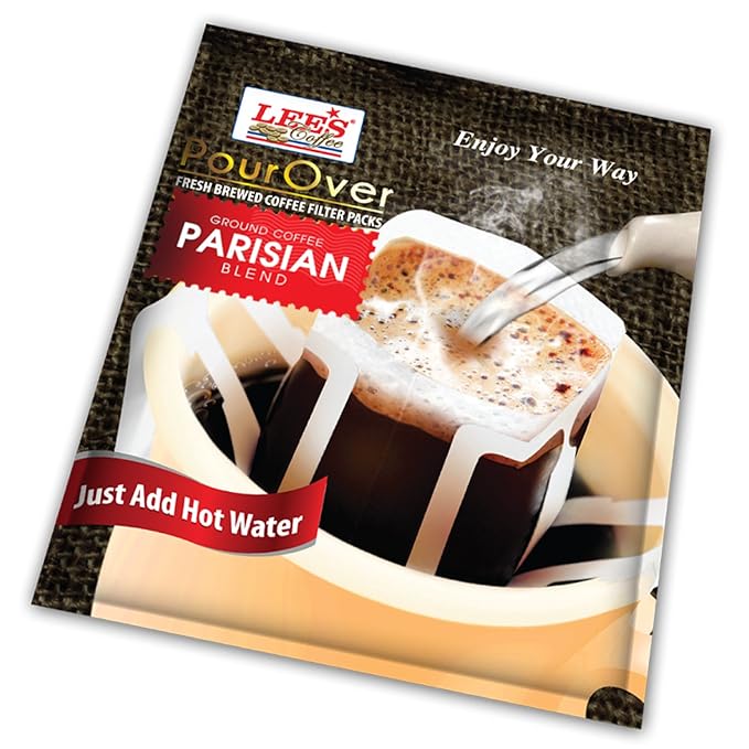 Lee's Coffee Pourover Fresh Ground Filter Packs Parisian 18 Count