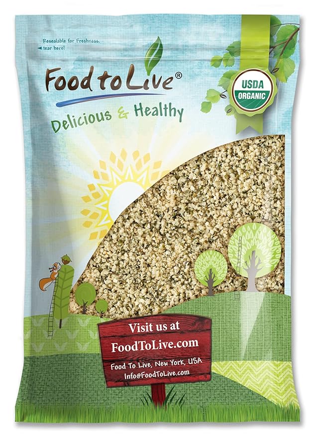 Food to Live Organic Hemp Seeds 12 Pounds – Non-GMO Raw Hearts Hulled Shelled Kosher Vegan Bulk Low Carb Low Sodium Good Source of Protein &amp Iron Great for Oatmeal Product of China