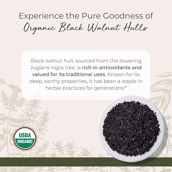 Starwest Botanicals Organic Black Walnut Hull - Cut &amp Sifted Use for Tea &amp Baking Certified Kosher Non-GMO - Bulk 1 lb Bag