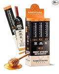 Ribbonwire Ranch Beef Sticks Made with Organic Beef Pasture Raised High Protein Snack Healthy Low Carb Keto Friendly Gluten Free Nitrate Free On the Go 1 Oz Sticks Honey BBQ Flavor 20 Pack