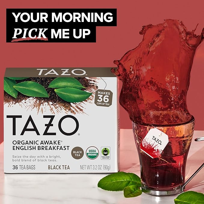 TAZO Organic Awake English Breakfast Black Tea-Bags Bold Traditional Breakfast-Style Black Tea 144 Total Tea Bags (Pack of 2)
