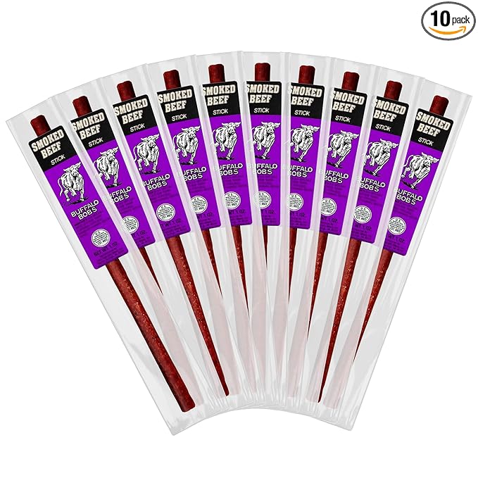 Buffalo Bob's Wild Game Meat Snack Stick - Smoked Beef Stick 10 Pack