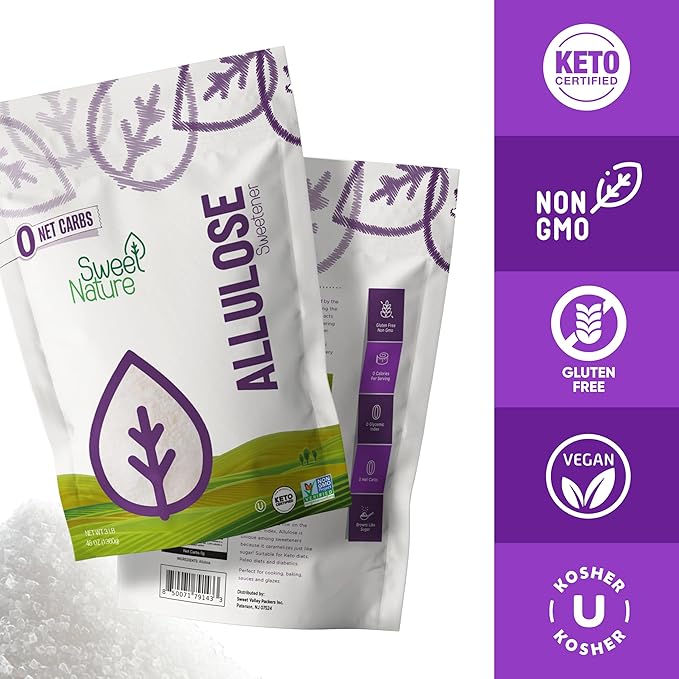 Sweet Nature Allulose Sweetener 3 lb Resealable Bag Keto Sugar Substitute Non-GMO Gluten-Free Kosher Zero Calorie Natural Granulated Sugar Alternative Allulose Powder for Baking &amp Cooking