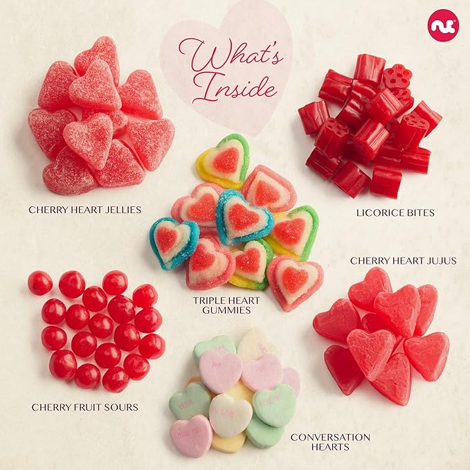 NUT CRAVINGS - Easter Mixed Candy Heart Shaped Gift Basket Love in A Box (6 Assortments) Ramadan Gifts Romantic Food Arrangement Healthy Snack Care Package Food Assortments