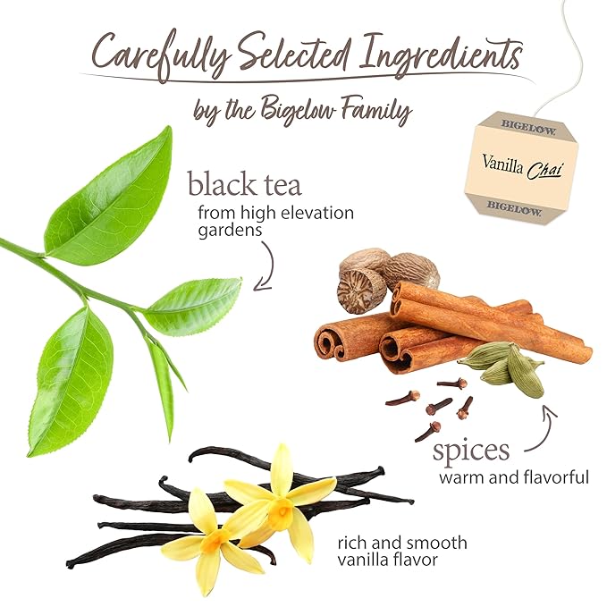 Bigelow Tea Vanilla Chai Black Tea Caffeinated Tea 20 Count (Pack of 6) 120 Total Tea Bags