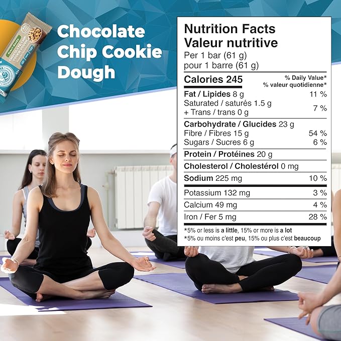 Daryl's Bars Vegan Line Chocolate Chip Cookie Dough On the Go Protein Bars Gluten Free Vegan Protein Snack Meal Replacement Pack of 2