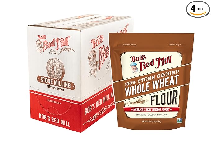 Bob's Red Mill Whole Wheat Flour 3 Pound (Pack of 4) - Whole Grain Non-GMO Vegan
