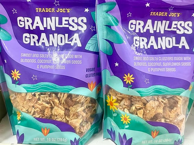 Trader Joe's Grainless Granola Sweet and Salty Clusters with Almonds Coconut Sunflower Seeds Pumpkin Seeds Vegan Gluten Free 10 oz