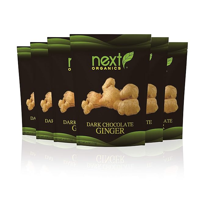 Next Organics Dark Chocolate Ginger Cubes 4 Ounce (Pack of 6)