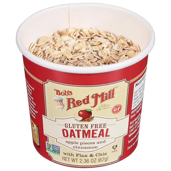 Bob's Red Mill GF Oatmeal Cup Apple &amp Cinnamon 2.36 Ounce Cup (Pack of 12) - Non-GMO Whole Grain Kosher