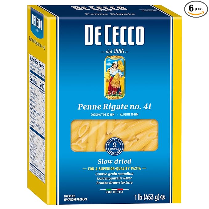 De Cecco Semolina Pasta Penne Rigate No.41 1 lb (Pack of 6)
