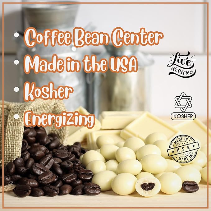 White Chocolate Covered Espresso Beans - by It's Delish 10 Lbs Bulk | Coffee Lovers Snack | Gourmet Chocolates Candy Snacks | Made in USA Kosher Dairy