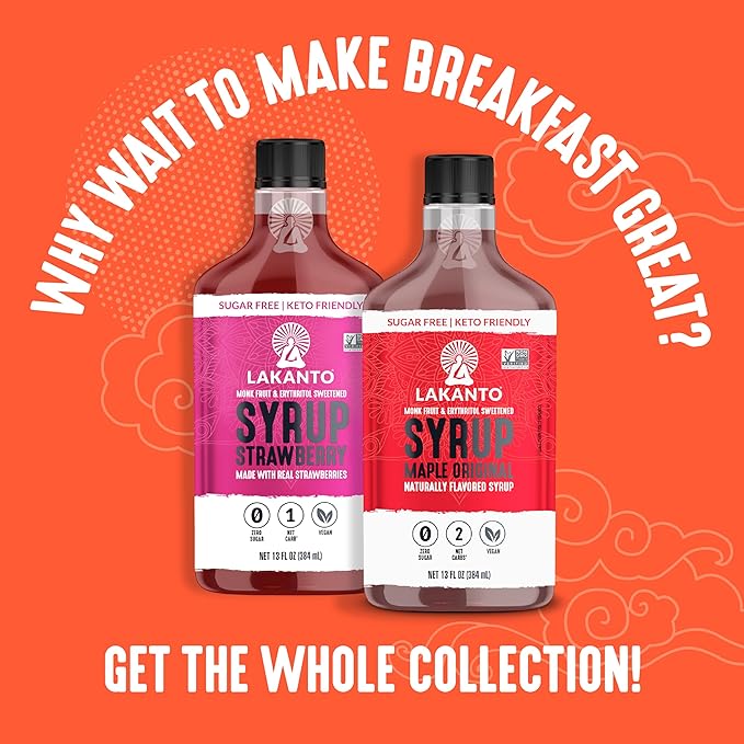 Lakanto Sugar Free Cinnamon Maple Syrup - Monk Fruit Sweetener Keto Diet Friendly Vegan 2g Net Carbs Pancakes Waffles Oatmeal Coffee Tea Granola Frosting Marinade (13 Fl Oz - Pack of 1)