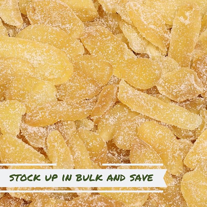 Crystallized Ginger Slices by It's Delish 2.5 Lbs Bulk | Candied Dried Ginger Fruit Chews Natural Candy Ginger Root with Sugar Crystals Unsulphured No Color Added - Healthy Snack Vegan Kosher