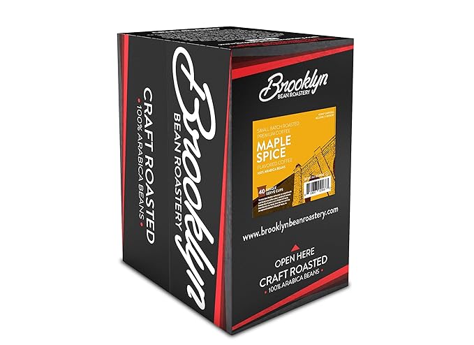 Brooklyn Beans Roastery Coffee Pods Fall Maple Spice Flavored - Compatible with Keurig K Cup Brewers Including 2.0 Machines 40 Count Autumn-Inspired