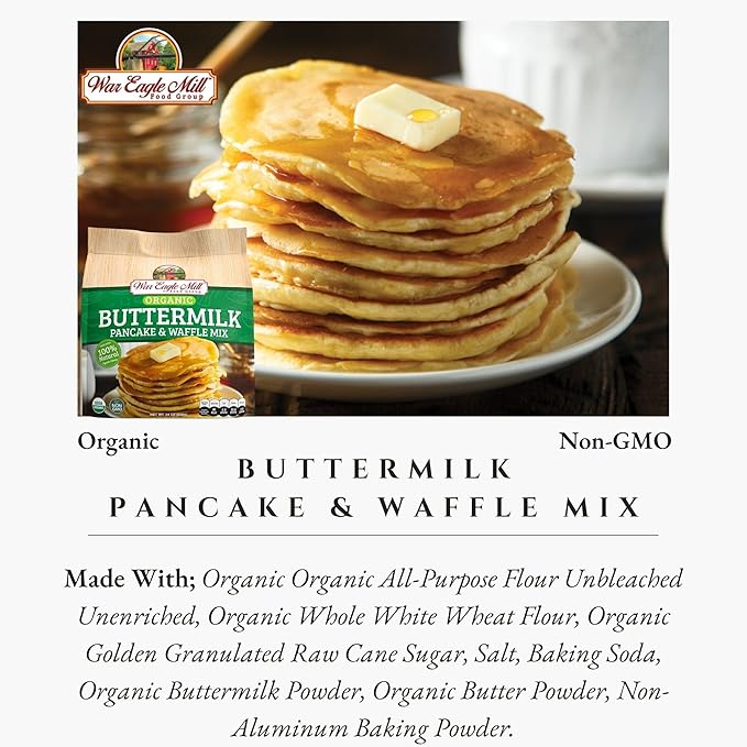 War Eagle Mill Organic Buttermilk Pancake &amp Waffle Mix 24 oz Bag (2 Pack)