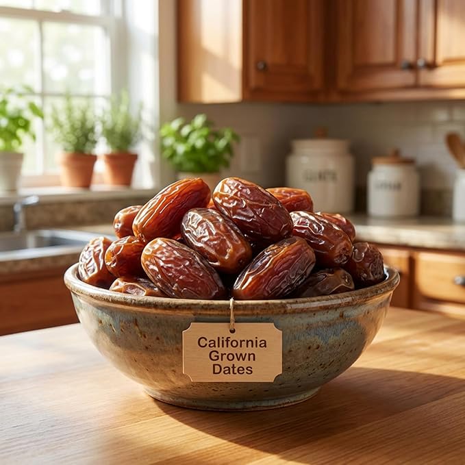 California Grown Dates 2 Lbs Bulk Fresh Whole Dates in Resealable Bag Naturally Sweet Snack Great for Baking Smoothies &amp Cooking NON GMO Gluten Free Vegan No Preservatives 32 Oz