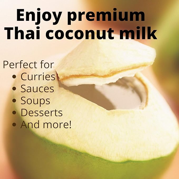 Chaokoh Coconut Milk Unsweetened 6 Pack - Premium Canned Coconut Milk from Thailand Lactose Free Non Dairy Vegan Milk - for Curries Drinks Desserts &amp More (13.5 oz per Can)