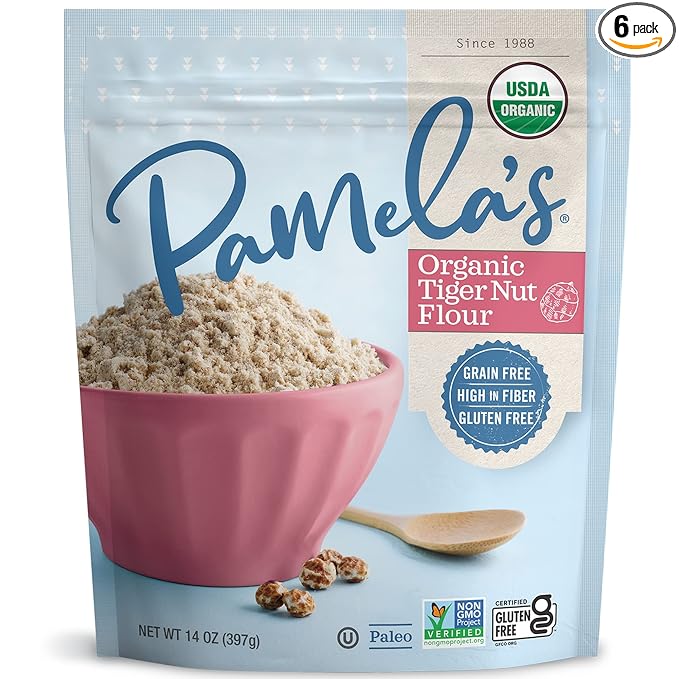 Pamela's Organic Tiger Nut Grain-Free and Gluten-Free Paleo Flour Fiber Rich-5g Per Serving 14 Ounce (Pack of 6)