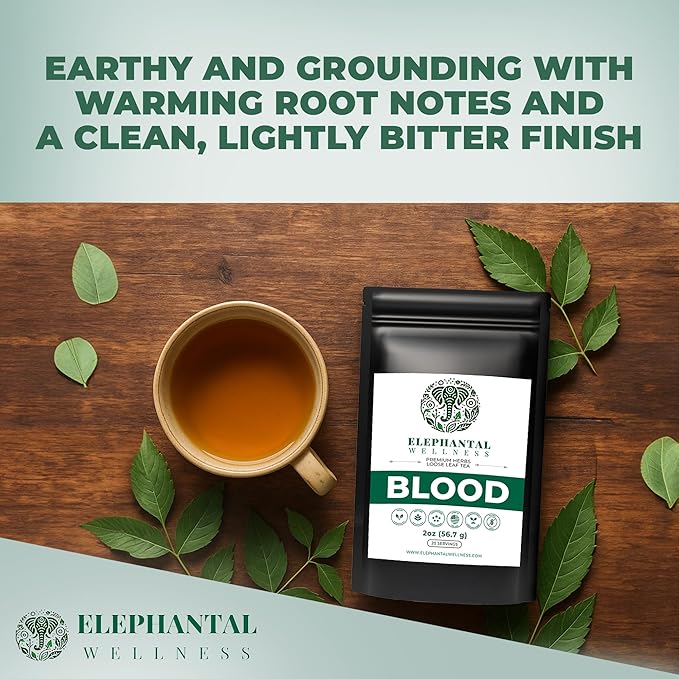 Elephantal Wellness Blood Herbal Tea – Herbal Loose Leaf Tea for Circulation &amp Internal Cleansing Support with Burdock Dandelion Nettle &amp Hawthorn – Caffeine-Free Wellness Tea 2oz 20 Servi