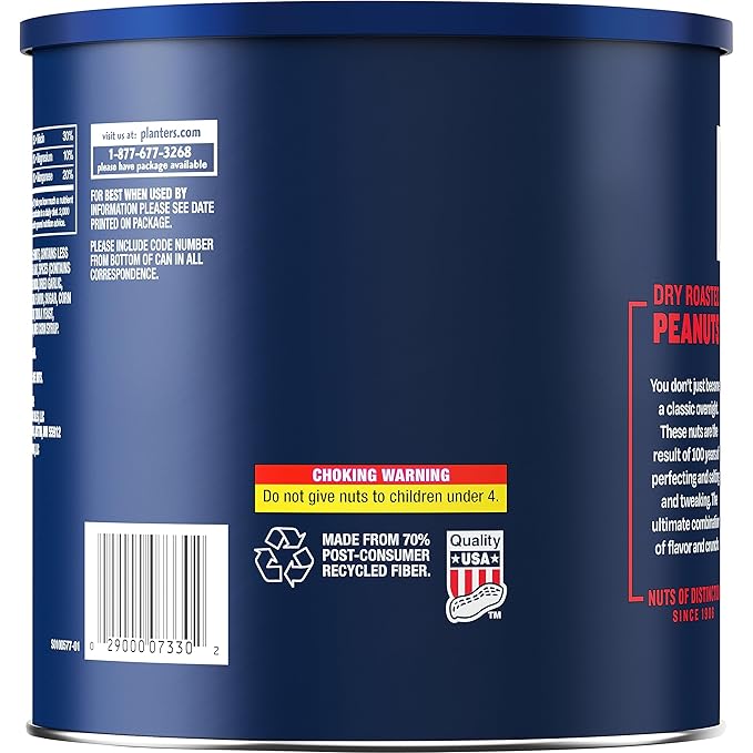 Planters Dry Roasted Peanuts 52 oz Canister (Pack of 2)