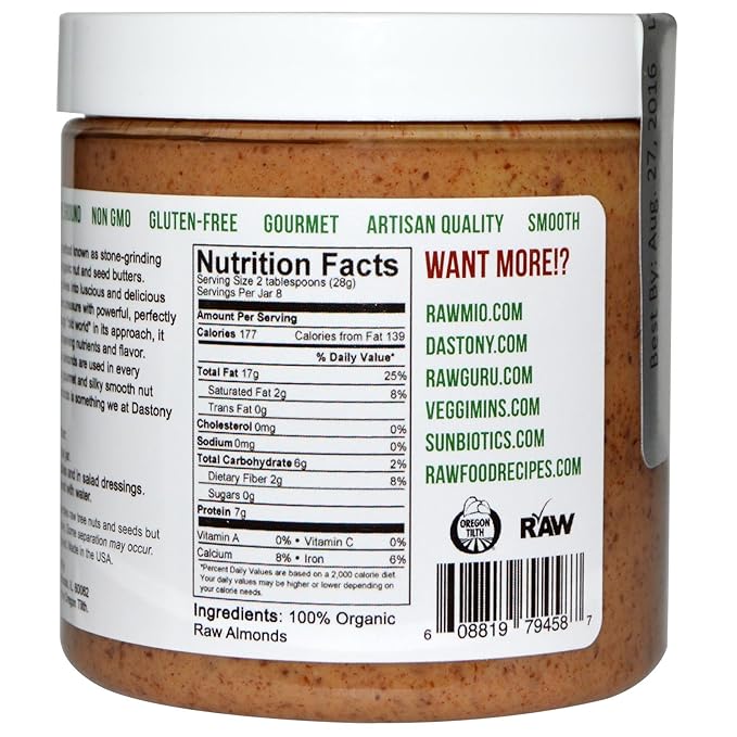 Dastony 100% Organic Almond Butter 8 oz (227 g)