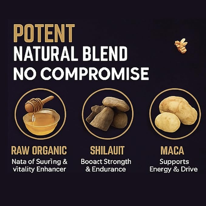 Organic Shilajit Honey Made With Natural Royal Jelly and Mixed Herbals- Pack of 12 Sachets Each 10 Grams