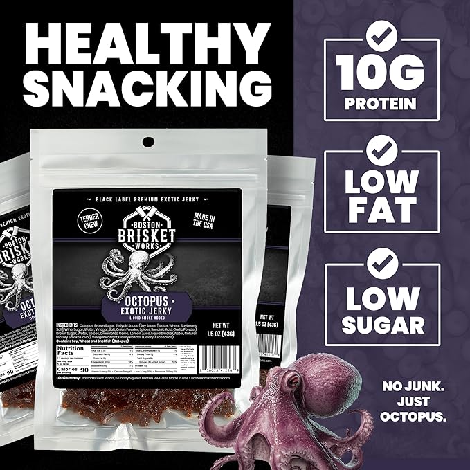OCTOPUS JERKY – 100% Octopus Meat - Exotic Wild Game Snack