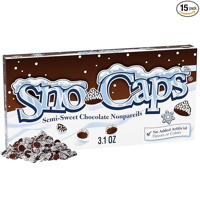 Sno-Caps Semi-Sweet Chocolate Nonpareils Movie Theater Candy Bulk 15 Pack 3.1 oz