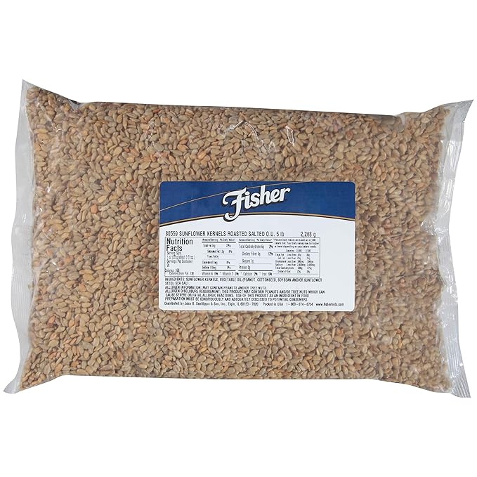 Fisher Sunflower Kernels - Roasted &amp Salted 5-Pound Packages (Pack of 1)