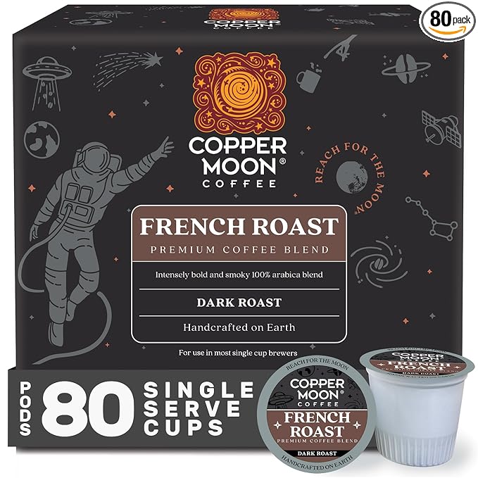 Copper Moon Single Serve Coffee Pods for Keurig K-Cup Brewers Dark Roast French Roast Blend 80 Count