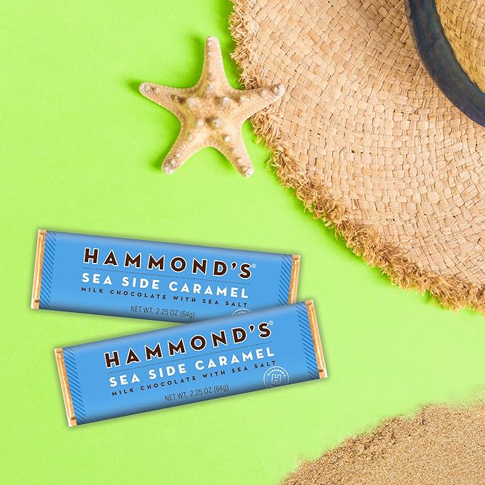 Hammond’s Candies Gourmet Chocolate Candy Bars – Natural Sea Side Caramel | Sweet Milk Chocolate Bar Salted Caramel Premium Ingredients Certified Kosher Handcrafted in the USA | Pack of 5