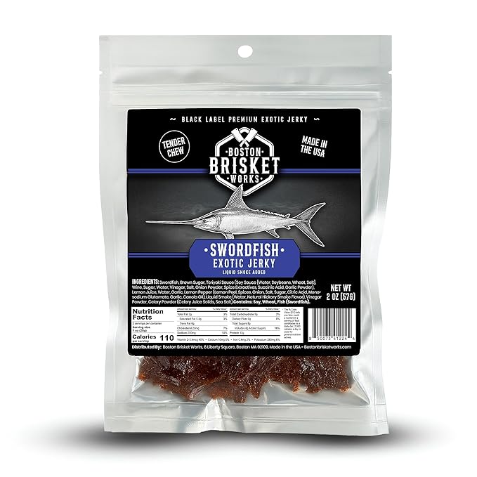 SWORDFISH JERKY - Premium Ocean Fish - Gourmet Seafood Snack - Unique Deep Sea Fisherman Gift - Cool Guy Present
