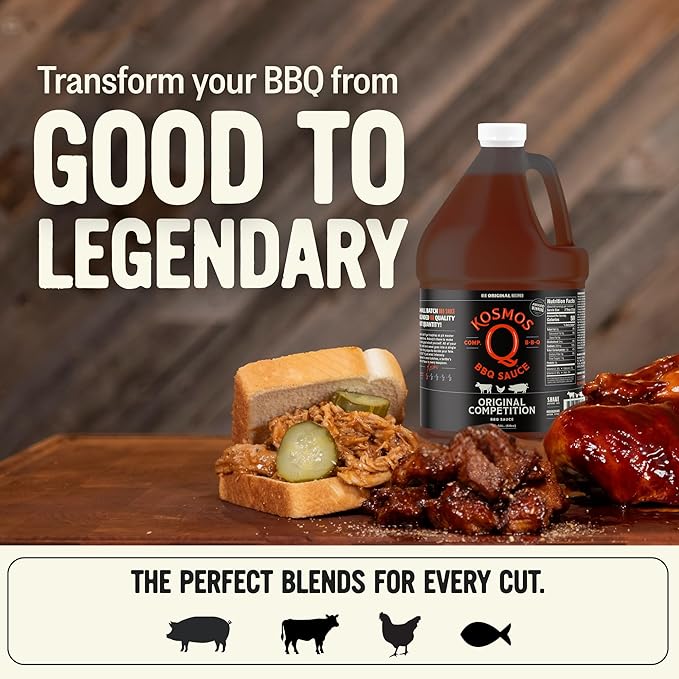 Kosmos Q Original Competition BBQ Sauce Sweet and Smoky Barbecue Sauce for Ribs Pulled Pork Brisket Chicken &amp More Award-Winning Competition Recipe with Brown Sugar Ketchup &amp Worcestersh