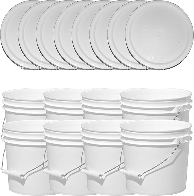 Illing® Company Premium 1 Gallon Bucket for Maple Syrup HDPE White 8 Pack with Matching Lids