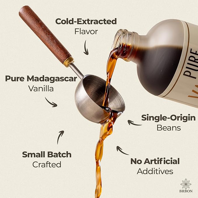 BRBON 8oz Pure Vanilla Extract | Made from Premium Madagascar Bourbon Vanilla Beans | Pure Extract Perfect for Baking Cooking &amp Desserts | Non-GMO Gluten-Free Vegan &amp Kosher | 8oz. Bottle
